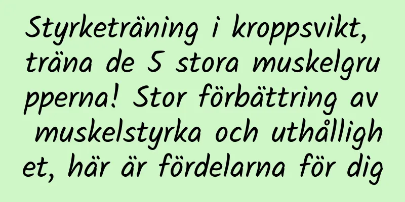 Styrketräning i kroppsvikt, träna de 5 stora muskelgrupperna! Stor förbättring av muskelstyrka och uthållighet, här är fördelarna för dig