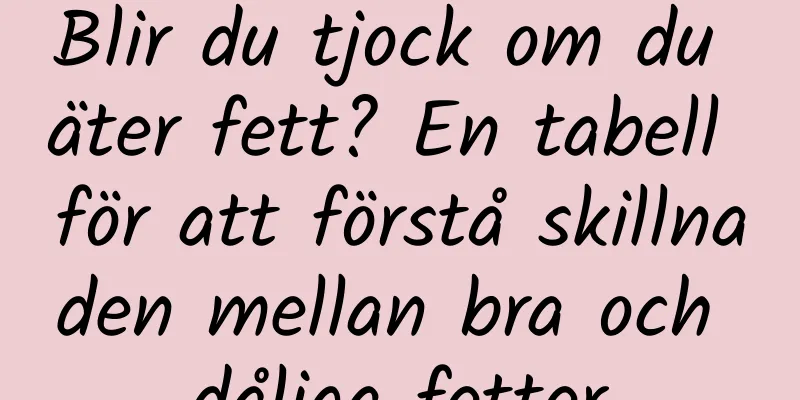 Blir du tjock om du äter fett? En tabell för att förstå skillnaden mellan bra och dåliga fetter