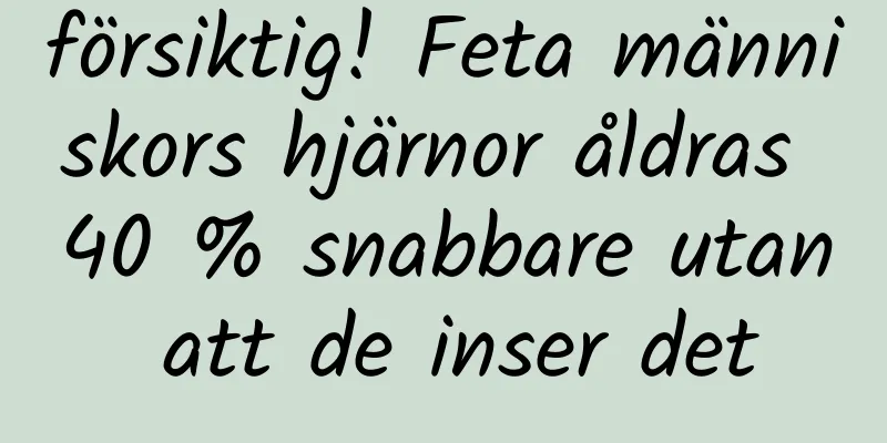 försiktig! Feta människors hjärnor åldras 40 % snabbare utan att de inser det