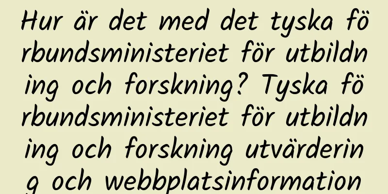 Hur är det med det tyska förbundsministeriet för utbildning och forskning? Tyska förbundsministeriet för utbildning och forskning utvärdering och webbplatsinformation