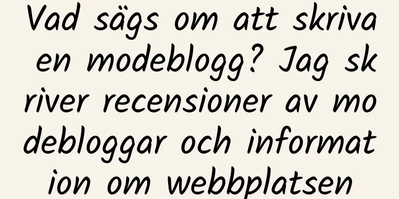Vad sägs om att skriva en modeblogg? Jag skriver recensioner av modebloggar och information om webbplatsen