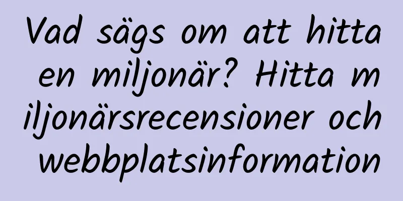 Vad sägs om att hitta en miljonär? Hitta miljonärsrecensioner och webbplatsinformation