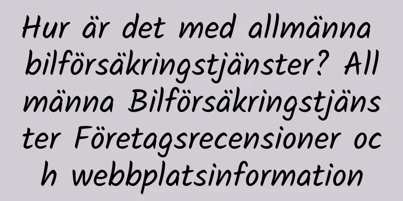 Hur är det med allmänna bilförsäkringstjänster? Allmänna Bilförsäkringstjänster Företagsrecensioner och webbplatsinformation