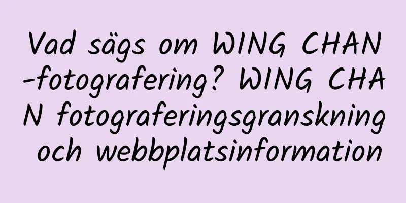 Vad sägs om WING CHAN-fotografering? WING CHAN fotograferingsgranskning och webbplatsinformation