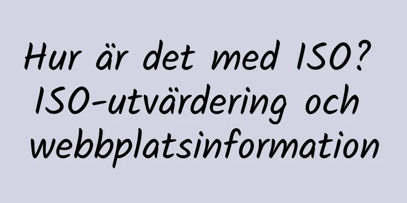 Hur är det med ISO? ISO-utvärdering och webbplatsinformation