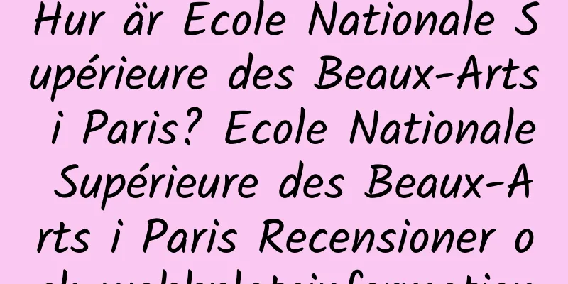 Hur är Ecole Nationale Supérieure des Beaux-Arts i Paris? Ecole Nationale Supérieure des Beaux-Arts i Paris Recensioner och webbplatsinformation