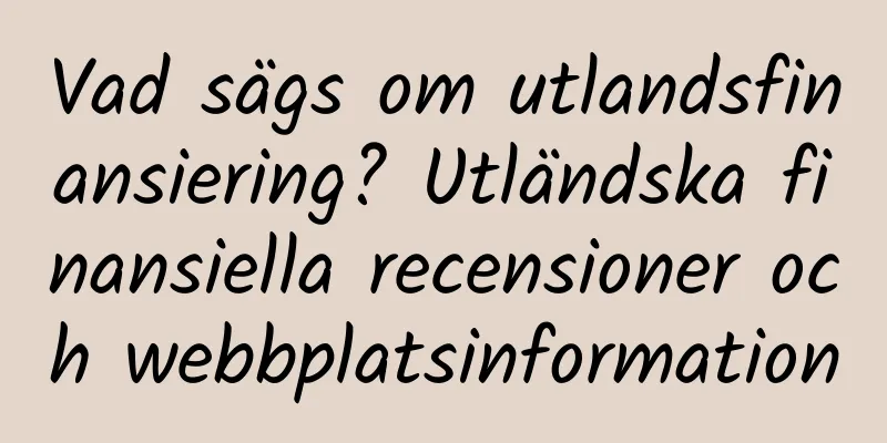 Vad sägs om utlandsfinansiering? Utländska finansiella recensioner och webbplatsinformation
