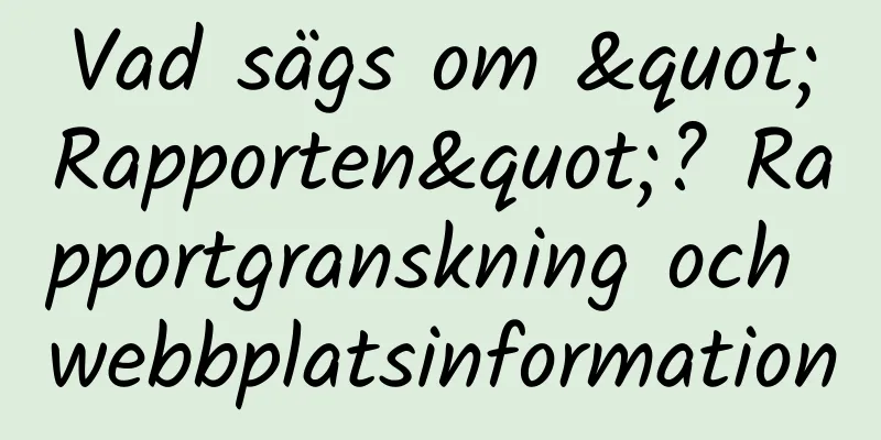 Vad sägs om "Rapporten"? Rapportgranskning och webbplatsinformation