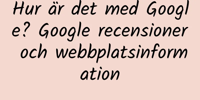 Hur är det med Google? Google recensioner och webbplatsinformation